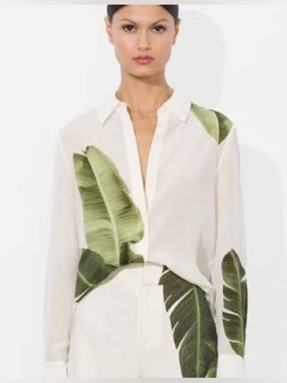 Alice + Olivia Willa Silk Blouse Jungle Palm - Picture 3 of 8